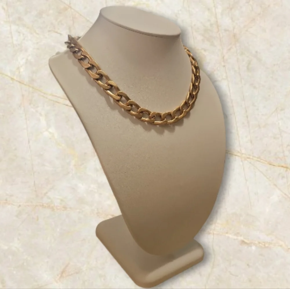 Chunky Gold Flat Chain Necklace, Bling Drip Thick Chain.